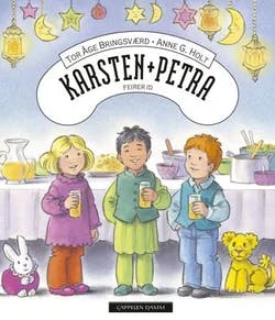 Omslag: "Karsten og Petra feirer id" av Tor Åge Bringsværd